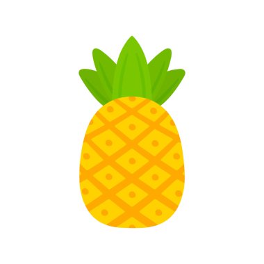 Düz çizgi film Pineapple Tropikal Yaz Meyve Simgesi Çocuk ve Çocuk kitapları için sanat vektör illüstrasyon tasarımı meyve ve alfabeyi öğrenmek için
