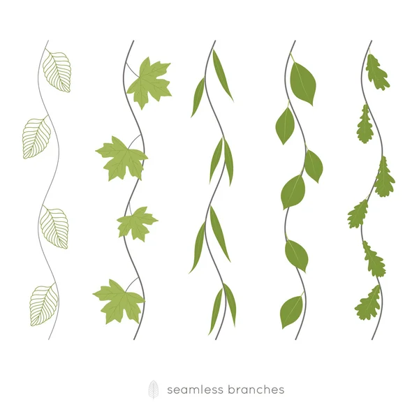Set of seamless wavy twigs with leaves Royalty Free Stock Illustrations