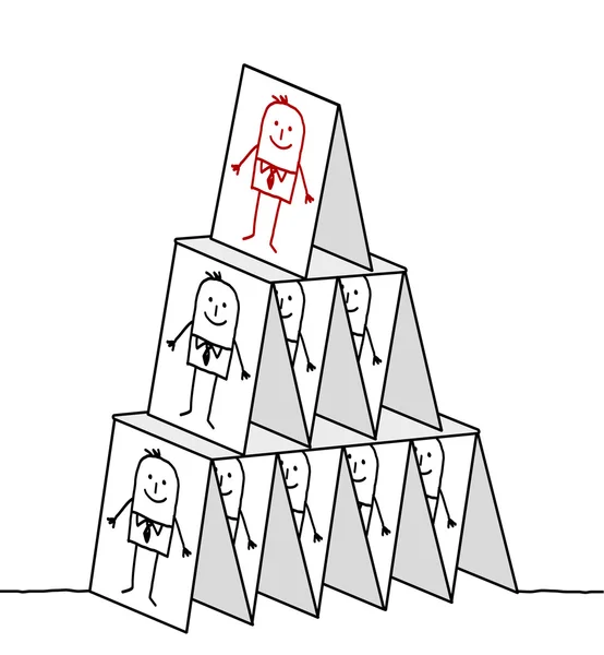 Лидерство и карты пирамиды — стоковое фото