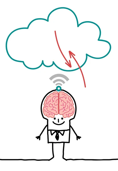 만화 캐릭터와 구름-큰 두뇌 — 스톡 사진