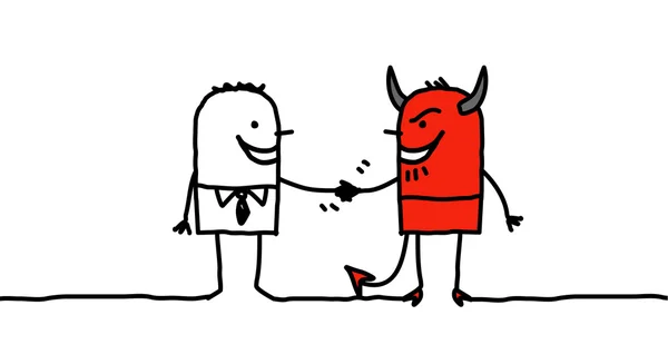 Homem fazendo um pacto com o diabo — Fotografia de Stock