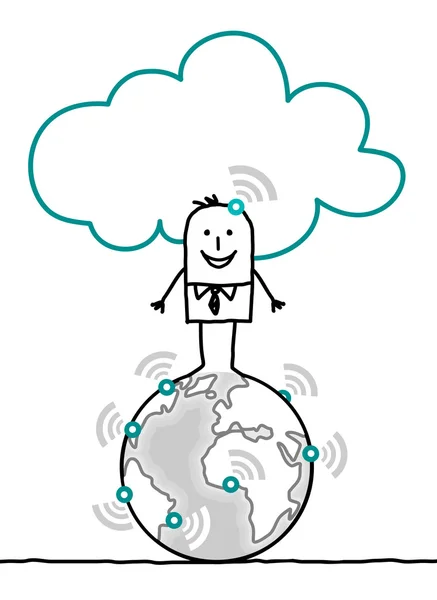 Cartoon characters and cloud - world — Stock Photo, Image