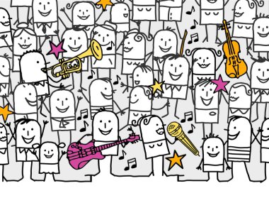 elle çizilmiş karikatür davetiye - Müzik Festivali