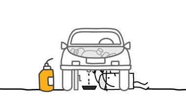 çizgi film adam araba ve mekanik ile