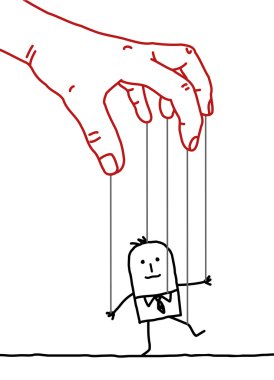 büyük el ve çizgi film işadamı - kukla