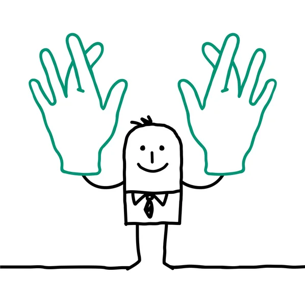 Uomo d'affari cartone animato incrociando le dita — Foto Stock