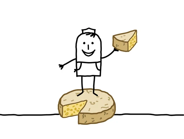 Retalhista e queijo — Fotografia de Stock