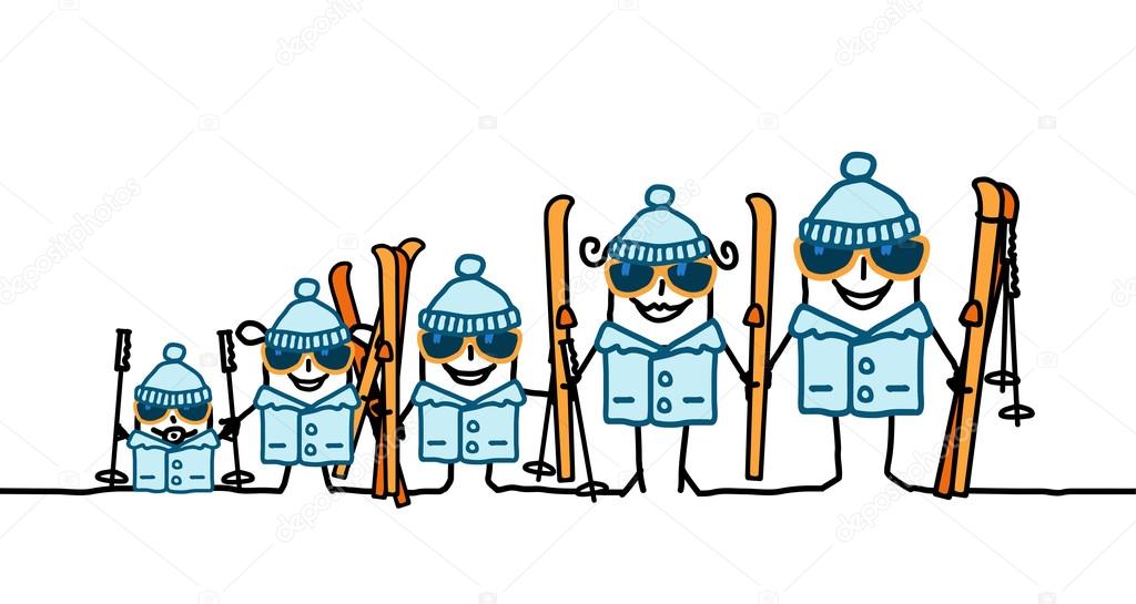 Cartoon Skiing Family Stock Photo Image By C Nlshop