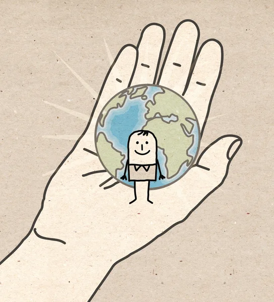 Большая рука - Земля и человек — стоковое фото