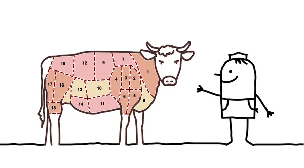 Açougueiro & carne gráfica — Fotografia de Stock