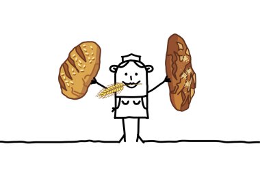 elle çizilmiş çizgi film karakterleri - baker ve ekmek