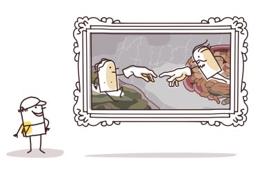 Michelangelo resim izleyen karikatür adamım
