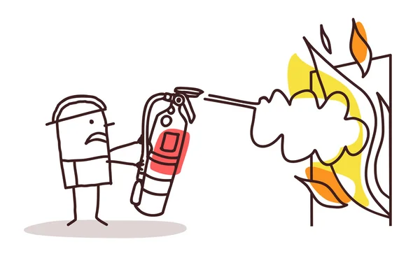 Bombero con extintor — Foto de Stock