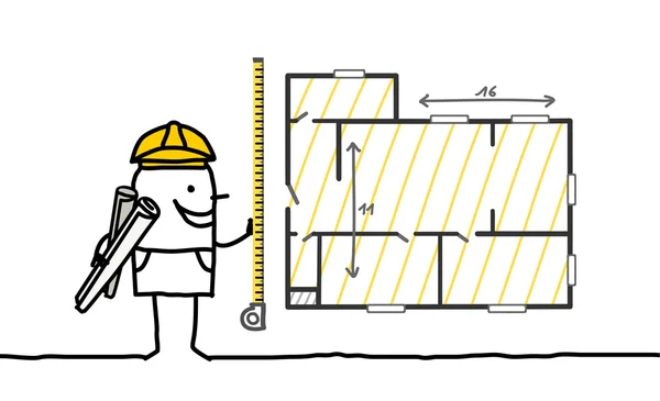 Foreman bir planı ölçme — Stok fotoğraf