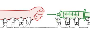 El çizimi karikatür Aşıya Karşı İnsanlar Ekibi