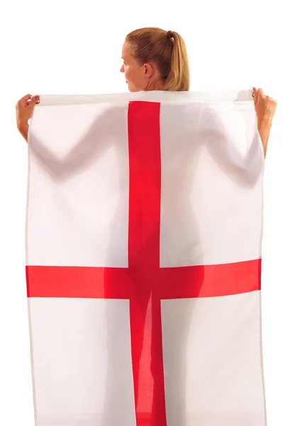 England Fan mit englischer Fahne — Stockfoto