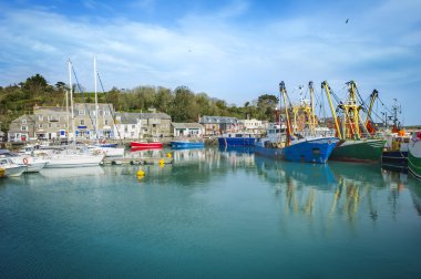 Padstow harbor on a sunny summer day clipart