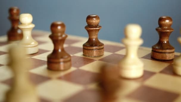 Game of chess. Pawns on the chessboard — Stock Video