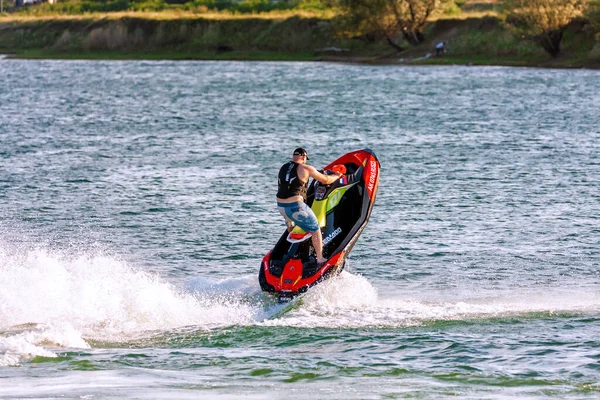 Krasnodar Rússia Julho 2020 Jet Ski Watercraft Driver Ação Dia — Fotografia de Stock