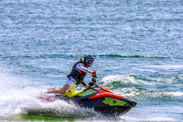 Krasnodar Russia July 2020 Jet Ski Watercraft Driver Helmet Action — Stock Photo, Image