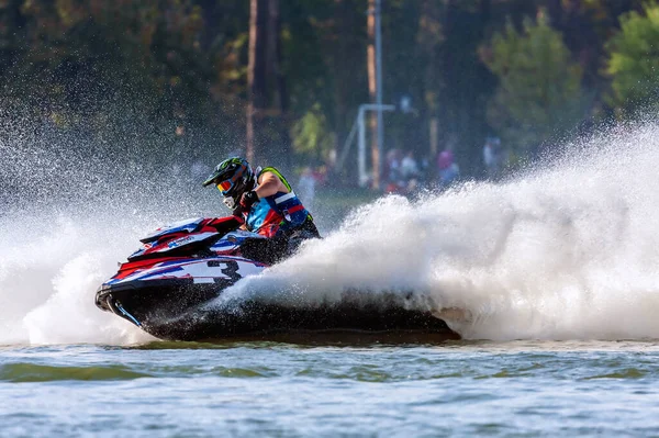 Krasnodar Ryssland Oktober 2020 Jet Ski Racer Kör Vattenskoter Stänk — Stockfoto