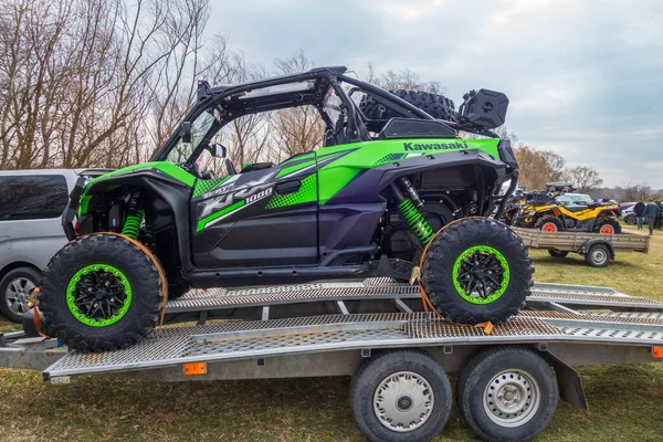 Afipsip Russia October 2020 Green Kawasaki Teryx Buggy Trailer Ready — Stock Photo, Image