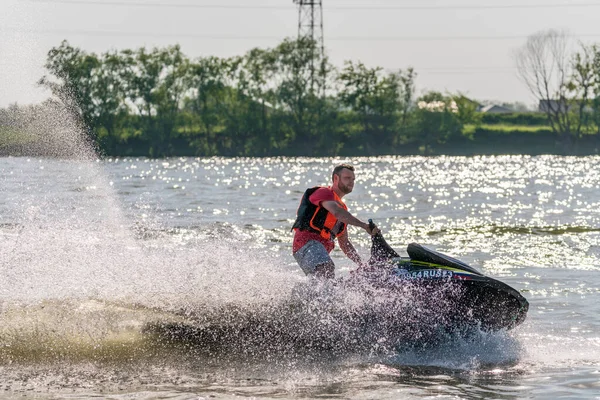 Krasnodar Rússia Julho 2020 Jet Ski Watercraft Driver Ação Fazendo — Fotografia de Stock