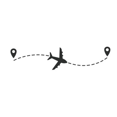 Uçak uçuş rotası simgesi vektör element dizayn şablonu ağı
