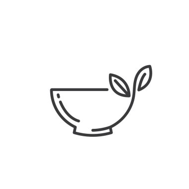 Kase ve yaprak vegan besin bileşeni ikon vektör logo tasarımı şablonu