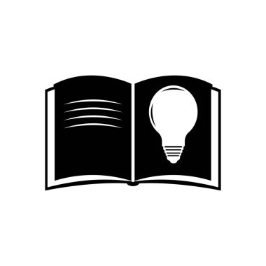 siyah kitap ve ampul simgesi vektör element tasarımı