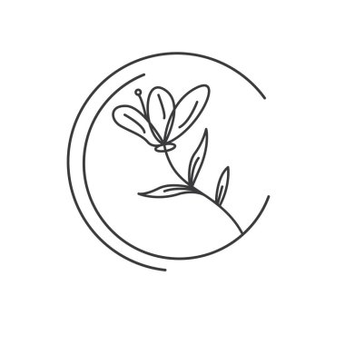 Dekoratif tasarım için çiçek vektör çizgisi ögesi