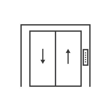 siyah çizgi otomatik yolcu asansörü vektör ögesi