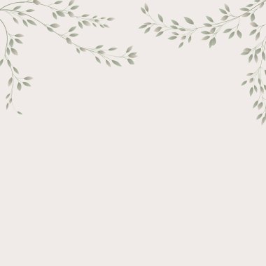 Narin yapraklı dalları ve minimalist kompozisyonu olan yumuşak kare botanik arka plan. Metin için boş alanı olan doğal zarif tasarım, posterler, el ilanları, sosyal medya ve eko markalaşma için mükemmel