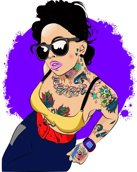 vektör çizim: dövme kadın