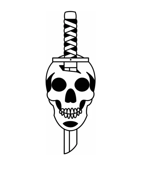 Dijital sanat Japonya bıçağı kafatasında