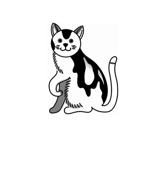 Desenhos animados doodle desenho de gato preto. silhueta de gatinho simples  e fofo, ilustração vetorial de halloween.