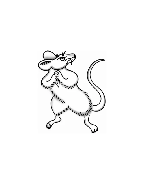 Vektör sanat çizimi geleneksel peynirli Japon faresi