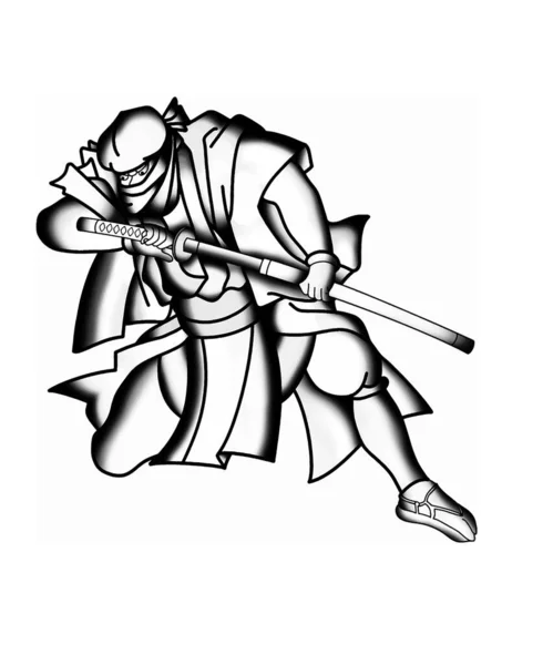 Vektör sanatı illüstrasyonu Geleneksel Japon savaşçı ninja