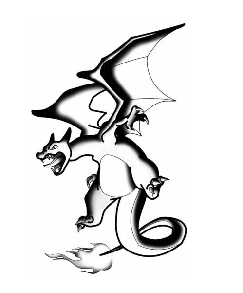 Vector Art Illustration ejderhası ateş pokemonunda