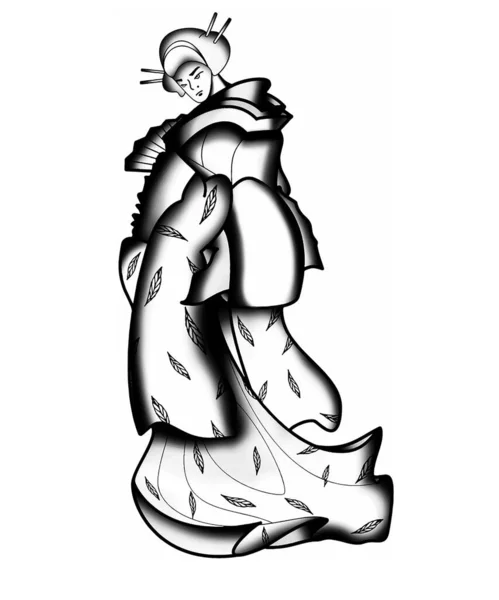 Vector sanat Japonya geyşası ile fan