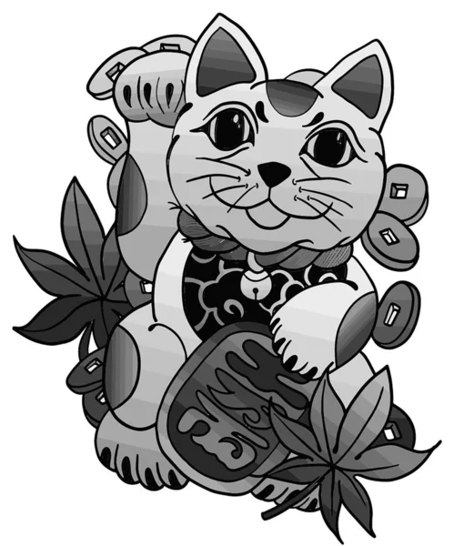 Vektör sanat illüstrasyonu Japon Neko kedisi