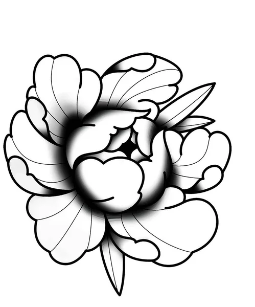 Ilustración Arte Vectorial Peony Japan Style — Vector de stock