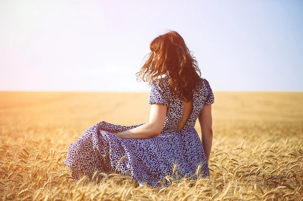 Buğday alan kız — Stok fotoğraf