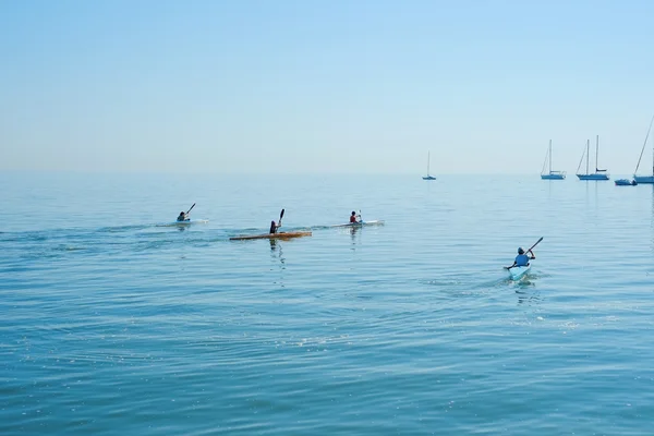 Group therapy training on kayak — Stock Photo, Image
