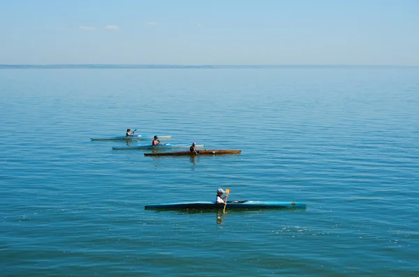 Group therapy training on kayak — Stock Photo, Image