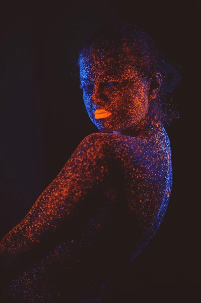 Chica neón luz —  Fotos de Stock