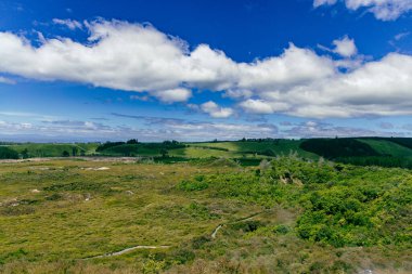 Uçsuz bucaksız kırsal alan, gün ışığı altında uzanır.