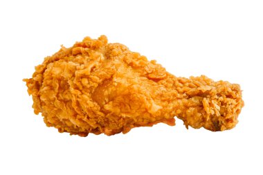 Kızarmış tavuk budu bageti, kırpma yolu ile beyaz arka planda izole edilmiş..