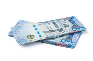 Suudi Arabistan 500 Riyal Banknotları. 500 SR değerinde Suudi Riyal Banknotları Yığını