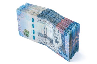 Suudi Arabistan 500 Riyal Banknotları. 500 SR değerinde Suudi Riyal Banknotları Yığını